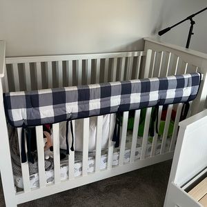 Navy and white crib rail cover